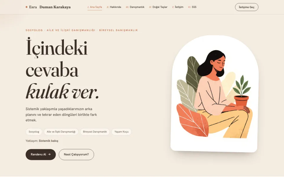 Home page of Esra Duman Karakaya's counseling website